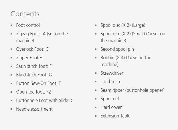 bernette 38 Included Accessories